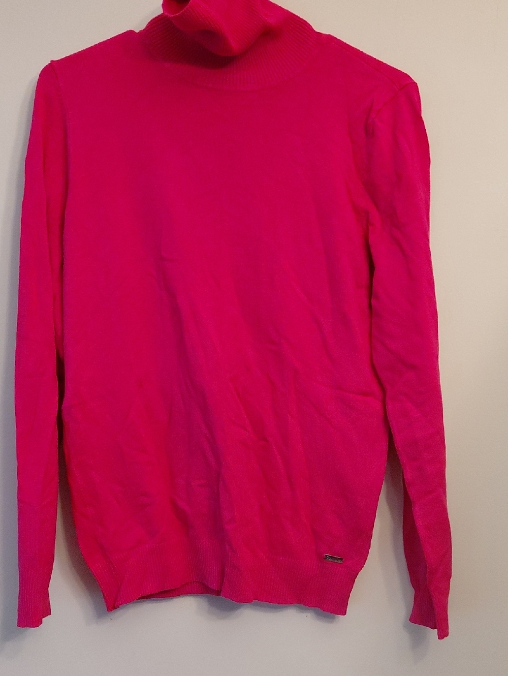 Calvin Klein Neon Pink Ribbed Sweater with Silver Logo